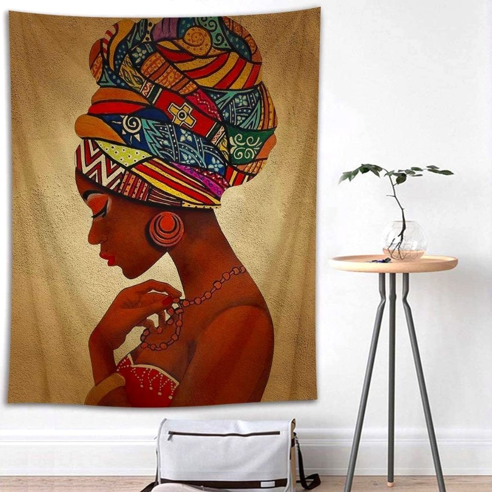 Tribal African Print Black Woman Tapestry